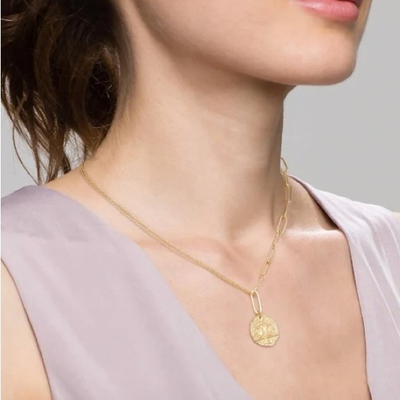Dainty Moon Star Necklace, Gold Medallion Coin, Gold Oval/Rolo Chain Necklace - Picture 5 of 10